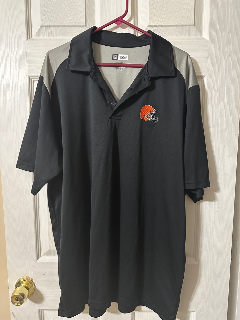 NFL Black and Gray Polo with Cleveland Brown Helmet Logo